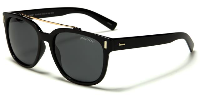 Polarised Classic Sunglasses for Men and Women Gloss Black Gold Smoke Lens BeOne b1pl-nonroea