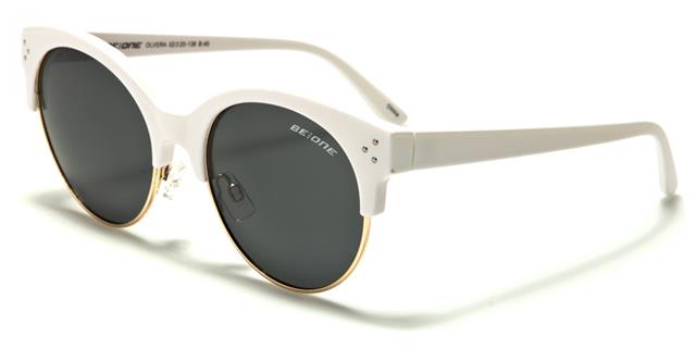 Designer Polarized Retro Classic Sunglasses for women BeOne b1pl-olverab White Gold Smoke Lens