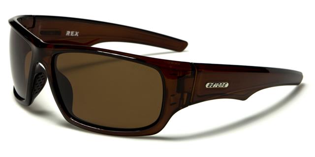 Designer Wrap Large Polarised Sunglasses for Sports with mirrored lens for mens ladies BeOne b1pl-rexc Brown Brown Lens