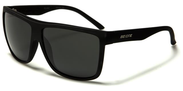 Designer Oversized Polarized Flat Top Sunglasses Matt Black Smoke Lens BeOne b1pl-ryderb