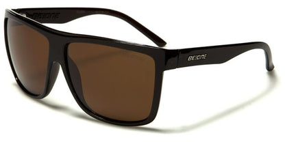 Designer Oversized Polarized Flat Top Sunglasses Brown Brown Lens BeOne b1pl-ryderd