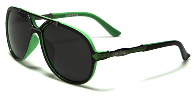 Mens Polarized Vintage Retro Sports Pilot Sunglasses BLACK GREEN SMOKED LENS BeOne b1pl-wattsd