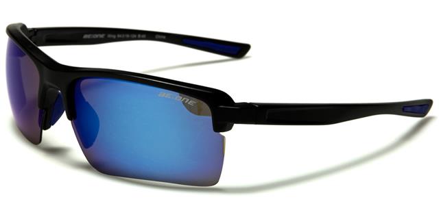 Sports Polarized Fishing Wrap Around Sunglasses Unisex Matt Black Blue Mirror Lens BeOne b1pl-winge