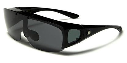 Polarized Flip Up Cover OTG Fit Over glasses Sunglasses Gloss Black Smoke Lens Barricade bar605pza