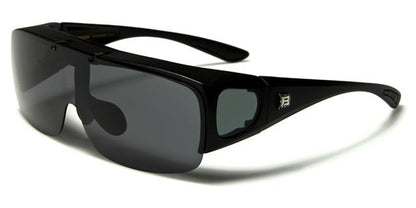 Polarized Flip Up Cover OTG Fit Over glasses Sunglasses Matt Black Smoke lens Barricade bar605pzd