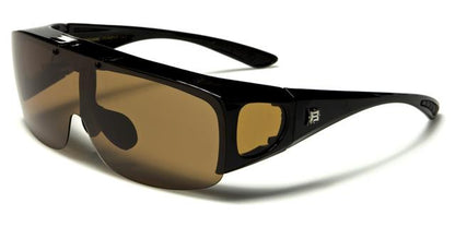 Polarized Flip Up Cover OTG Fit Over glasses Sunglasses Gloss Black Brown Lens Barricade bar605pzj