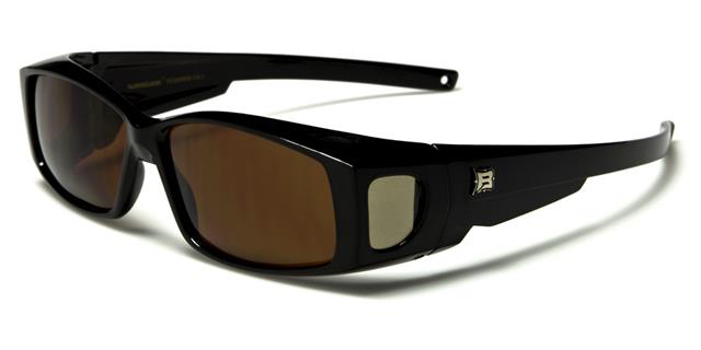 Unisex Polarized Cover Over Fit Over your Glasses Sunglasses OTG Black/Dark Brown Lens Barricade bar606pzb
