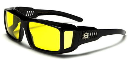Unisex Polarized Cover Over Fit Over your Glasses Sunglasses OTG Black Yellow Night Vision Lens Barricade bar607pzd