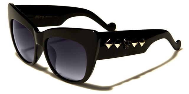 Designer Skull Cat Eye Sunglasses for women Black Silver Smoke Lens Black Society bsc5201c