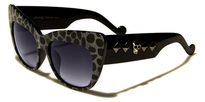Designer Skull Cat Eye Sunglasses for women Spotty Black Gunmetal Smoke Lens Black Society bsc5201e