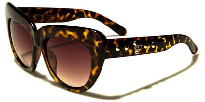 Gothic Skull Logo Big Cat Eye Sunglasses for Women Brown Tortoise Gold Brown Lens Black Society bsc5202f
