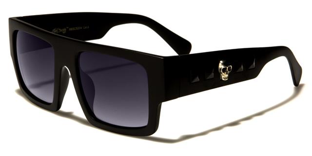 Unisex Gothic Skull Logo Flat Top classic Sunglasses for Men and Women Matt Black Black Smoke Lens Black Society bsc5204c