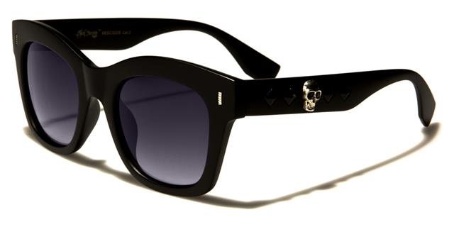 Gothic Skull Accent Logos Classic Sunglasses for Women Matt Black Black Smoke Lens Black Society bsc5205c