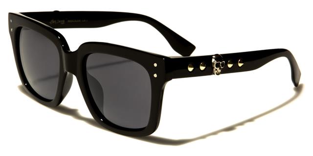 Gothic Skull Logo classic Sunglasses for Women Black Society bsc5208a Black Gold Smoke Lens