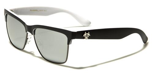 Retro Half Rim Classic Mirrored Sunglasses Unisex Biohazard bz138mixa BLACK WHITE SILVER MIRROR