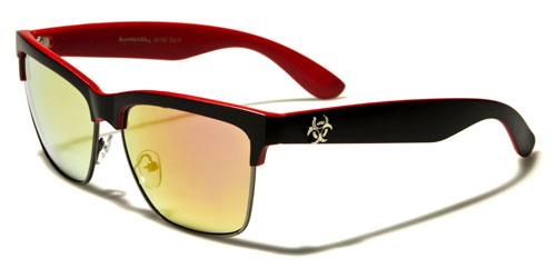 Retro Half Rim Classic Mirrored Sunglasses Unisex Biohazard bz138mixb BLACK RED ORANGE MIRROR