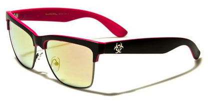 Retro Half Rim Classic Mirrored Sunglasses Unisex BLACK PINK ORANGE MIRROR Biohazard bz138mixc