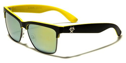 Retro Half Rim Classic Mirrored Sunglasses Unisex BLACK YELLOW YELLOW MIRROR Biohazard bz138mixd