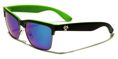 Retro Half Rim Classic Mirrored Sunglasses Unisex Biohazard bz138mixe BLACK GREEN BLUE GREEN MIRROR