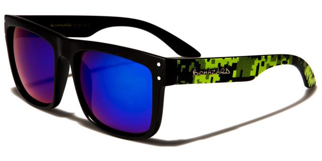 Classic Biohazard Unisex Graffiti Sunglasses Matt Black Green Green & Blue Mirror Lens Biohazard bz66182e