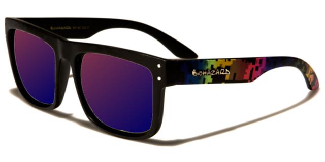 Classic Biohazard Unisex Graffiti Sunglasses Matt Black Multi Colour Purple Mirror Lens Biohazard bz66182j