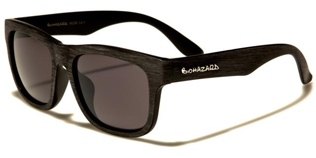 Biohazard Wooden Look Retro 80's Sunglasses Black Wooden Look Smoke Lens Biohazard bz66206a