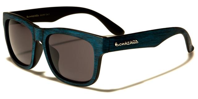 Biohazard Wooden Look Retro 80's Sunglasses Blue Wooden Look Smoke Lens Biohazard bz66206d