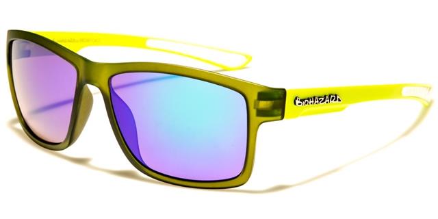 Men's Women's Large Classic Mirrored sunglasses Green Neon Yellow Green & Blue Mirror Lens Biohazard bz66240d