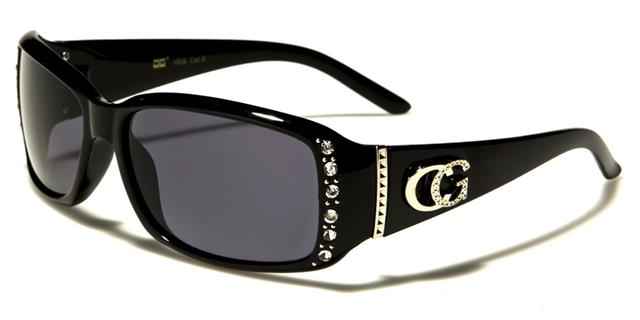 Women's Rhinestone Wrap Around Sunglasses Black Smoke Lens CG cg1808rsa