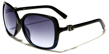 Designer Large Butterfly Sunglasses UV400 for Women Black & Blue/Smoke Lens CG cg36235e