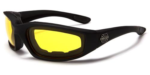 Choppers Sports Foam Padded Motorcycle Biker Goggles BLACK & YELLOW Choppers ch1205a