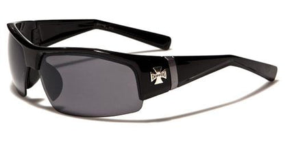 Choppers Biker Semi Rimless Sports Sunglasses for Men Black Grey Smoke lens Choppers ch128mixa