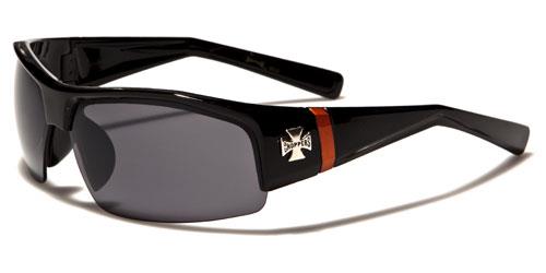 Choppers Biker Semi Rimless Sports Sunglasses for Men Black Red Smoke Lens Choppers ch128mixd