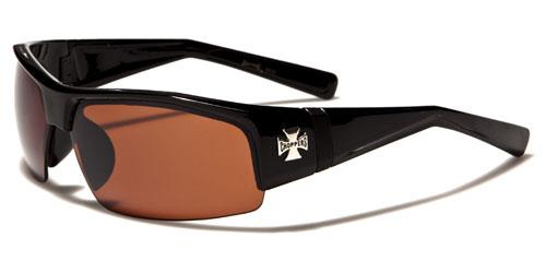 Choppers Biker Semi Rimless Sports Sunglasses for Men Black Black Brown Lens Choppers ch128mixe