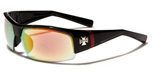 Choppers Biker Semi Rimless Sports Sunglasses for Men Black Red Mirrored Lens Choppers ch128mixf