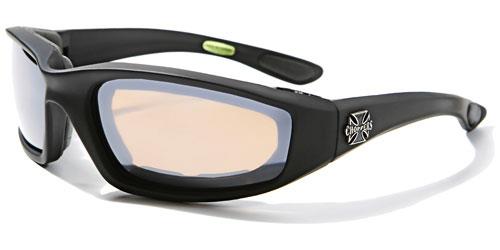 Choppers Sports Foam Padded Motorcycle Biker Goggles BLACK & BROWN MIRROR Choppers ch12mixc