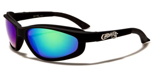 Choppers Biker Wrap Around Sports Sunglasses Matt Black Blue & Green Mirror Lens Choppers ch130mixe