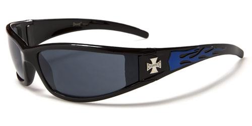 Men's Choppers Wrap Around Sunglasses with Flame Print BLACK BLUE FLAMES SMOKE LENS Choppers ch99mixf