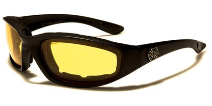 Choppers Motorcycle Driving Goggles Sunglasses with Foam Padding Black Yellow Lens (Night Vision) Choppers cp924-nda