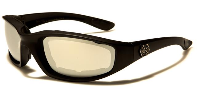 Choppers Motorcycle Driving Goggles Sunglasses with Foam Padding Black Silver Mirror Lens Choppers cp924-rva