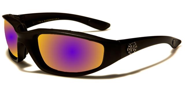 Choppers Motorcycle Driving Goggles Sunglasses with Foam Padding Black Purple & Orange Mirror Lens Choppers cp924-rvh