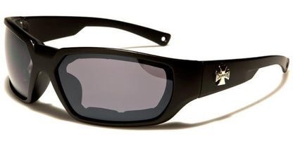 Black Choppers Motorcycle Goggles Sunglasses with Foam Padding Matt Black Smoke Lens Choppers cp927-mixb