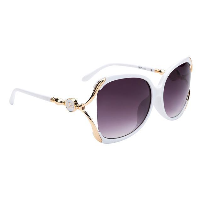 DE Designer Oversized Butterfly womens sunglasses UV400 White Gold Smoke Gradient Lens DE de5100-3__42446.1517250452