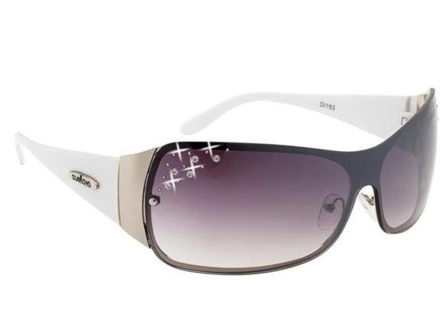 Designer Diamante Wrap Around Big womens sunglasses UV400 White/Silver/Smoke Gradient Lens Diamond Eyewear di153-1__02235.1514409058