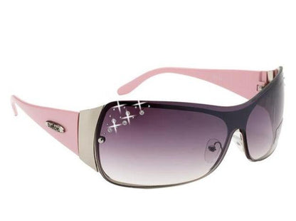 Designer Diamante Wrap Around Big womens sunglasses UV400 Pink/Silver/Smoke Gradient Lens Diamond Eyewear di153-2__63151.1514409047