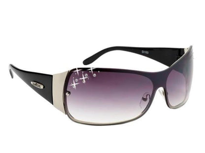 Designer Diamante Wrap Around Big womens sunglasses UV400 Black/Silver/Smoke Gradient Lens Diamond Eyewear di153-4__35587.1514409037