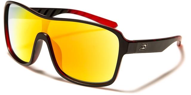 Large colourful Mirror Wrap Around Sunglasses Matt Black & Red Orange Mirror Lens Dxtreme dxt-5458c