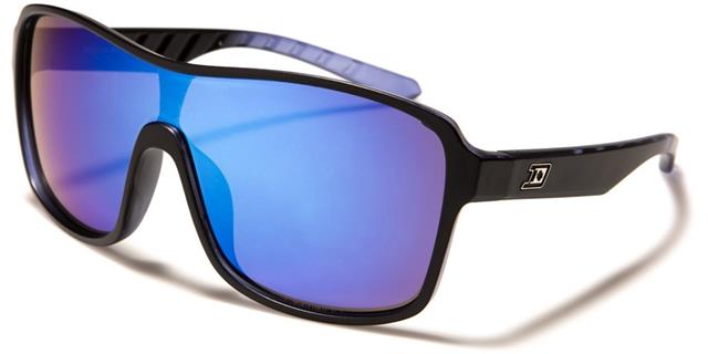 Large colourful Mirror Wrap Around Sunglasses Matt Black & Blue Blue Mirror Lens Dxtreme dxt-5458d