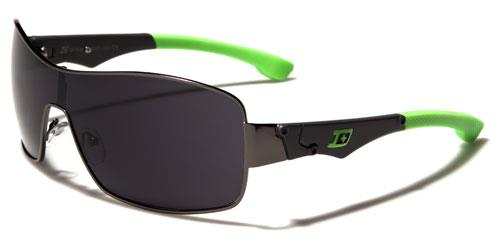 Large Mens Retro Wrap Around Shield Sunglasses Y2K Gunmetal & Grey Green Dark Smoke Lens Dxtreme dxt1330d