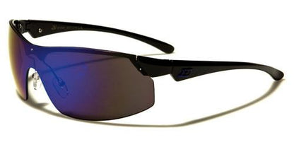 Designer Big Wrap Around Sports Mirrored Sunglasses for Men Black Blue Logo Multi Color Mirror Lens Dxtreme dxt1348e